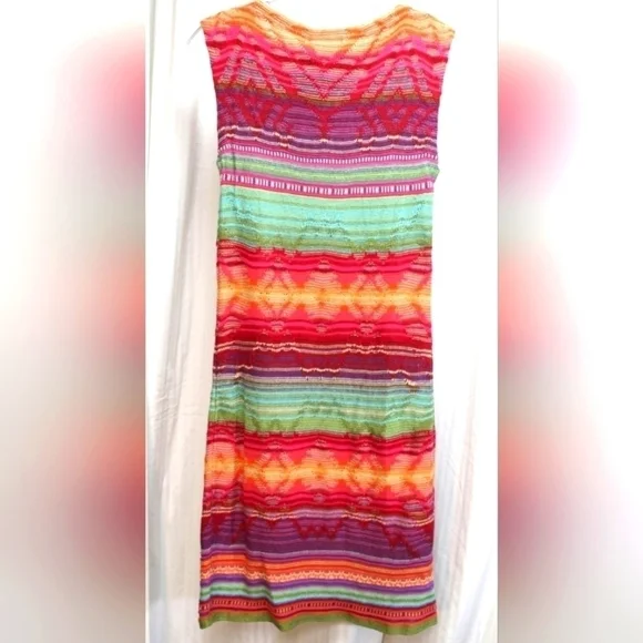 Ralph Lauren Bright Multicolor Knit Sleeveless Shift Dress Size Mp - Picture 2 of 4